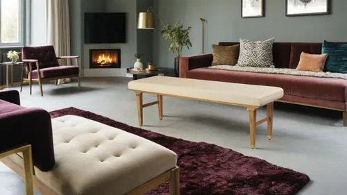 A long bench at the end of the bed in the room,the large living room is very inviting and spacious,blythswood,chaise lounge,sitting room,mahdavi,danish furniture,apartment lounge