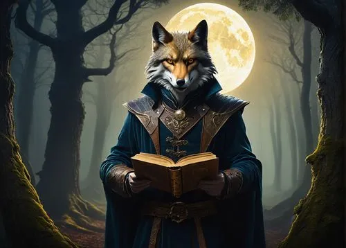 howling wolf,redwall,fantasy portrait,vulpine,spellbook,lycanthropy,wolfsfeld,moonsorrow,scholar,vulpes,lycanthrope,volf,blackwolf,conjurer,wolfsangel,rolemaster,graywolf,wolfgramm,sorcerous,wolfsschanze,Art,Artistic Painting,Artistic Painting 20