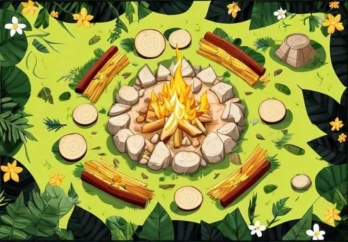 a picture of the campfire surrounded by logs and logs,witch's hat icon,frog background,candy cauldron,cauldron,yagya,diwali background,firepit,banya,garden marshmallow,fire background,campfire,yagura,