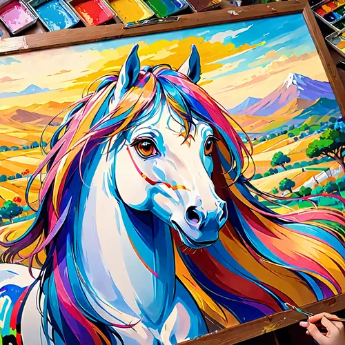 colorful horse,unicorn art,painted horse,unicorn background,portrait animal horse,unicorn and rainbow,equine,dream horse,rainbow unicorn,a white horse,unicorn,carnival horse,equines,white horse,horse,horses,art painting,gypsy horse,beautiful horses,fabric painting,Anime,Anime,Traditional