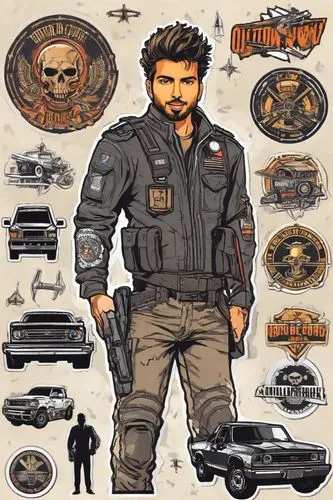 harley-davidson,muscle car cartoon,cd cover,harley davidson,dean razorback,patches,sheriff car,junkyard,concept art,badges,game illustration,dvd icons,icon set,tony stark,download icon,bobby car,junk yard,general lee,lincoln blackwood,sheriff,Digital Art,Sticker