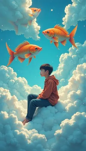 goldfish,dream world,dreamscapes,3d fantasy,dream art,world digital painting