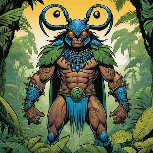 garuda,tribal chief,blue demon,wolverine,skylander giants,polynesian,scarab,totem animal,predator,marvel of peru,skylanders,alien warrior,shamanic,anthropomorphic,tantalus,shaman,thundercat,aztec,warlord,mandraki,Illustration,American Style,American Style 13