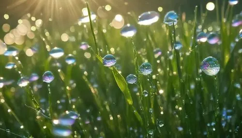 dew on grass,morning light dew drops,dewdrops in the morning sun,dewdrops,meadows of dew,dew drops,dew droplets,early morning dew,green bubbles,garden dew,morning dew,dew drop,dewdrop,waterdrops,rainwater drops,dew,droplets,grass blossom,small bubbles,dappling,Photography,General,Cinematic