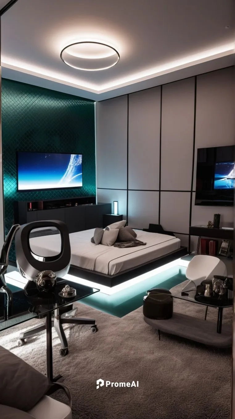 bed room and gaming room,a bedroom and the samtime a space ship,modern living room,modern room,interior modern design,livingroom,great room,modern minimalist lounge,Photography,General,Realistic