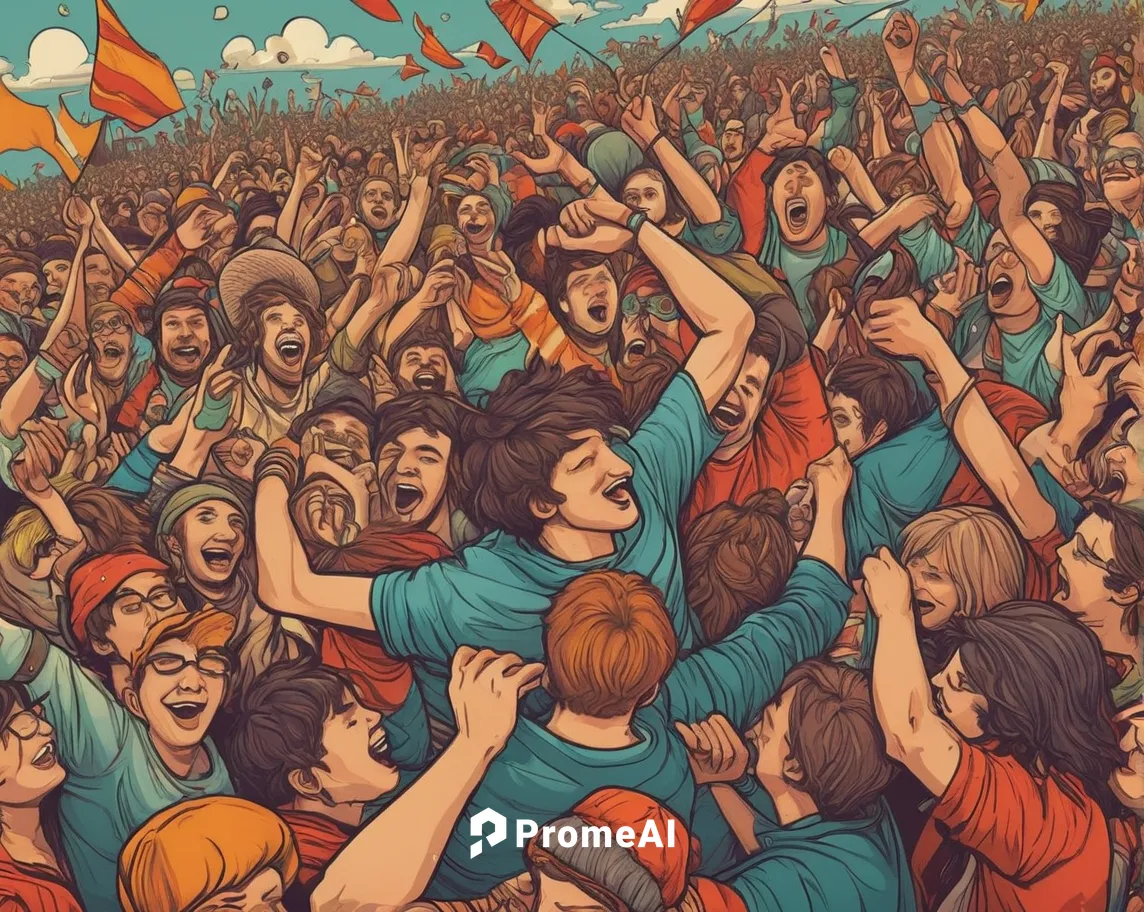 Create an energetic music festival poster showcasing crowd surfing moments.,concert crowd,crowd,crowds,the sea of red,the crowd,crowd of people,audience,concert,catalonia,music festival,crowded,bottle