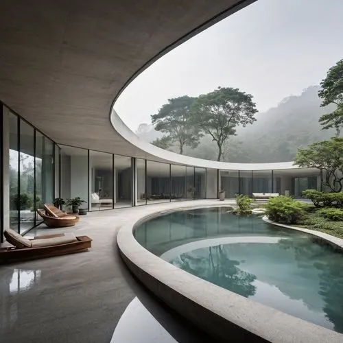 asian architecture,dunes house,zen garden,infinity swimming pool,futuristic architecture,pool house,house in mountains,exposed concrete,modern architecture,roof landscape,chinese architecture,beautiful home,concrete ceiling,japanese architecture,archidaily,house in the mountains,modern house,luxury property,japanese zen garden,private house