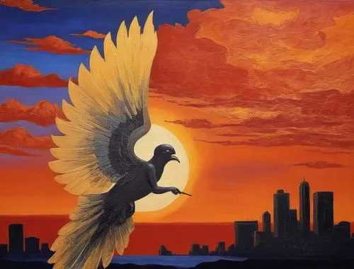 sunset at africa,aguila,oil painting on canvas,phoenix,bird painting,aguiluz,phoenix rooster,pheonix,uniphoenix,black hawk sunrise,mulawin,firebird,sun wing,angel wing,sankofa,phenix,phoenixes,oil pai