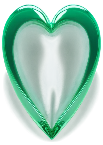 Green heart, love symbol, shiny surface, rounded shape, soft glow, delicate texture, ornate details, solo object, centered composition, pastel green color, subtle shading, HD resolution, transparent b