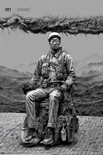 man on a bench,cd cover,unknown soldier,men sitting,album cover,man with a computer,pensioner,pencil art,sculptor,the statue,iwo jima,korean veterans memorial,homeless man,photomontage,photo manipulat