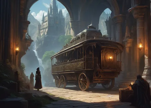 hogwarts,merchant train,hogwarts express,transportation,public transportation,concept art,train of thought,transport,the transportation system,game illustration,mode of transport,carriage,traveler,omnibus,public transport,school bus,fantasy picture,bus,delivering,fleet and transportation,Conceptual Art,Fantasy,Fantasy 11