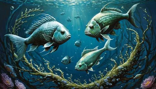 two fish,fish in water,aquarium inhabitants,overfishing,marine fish,fishes,Conceptual Art,Daily,Daily 05