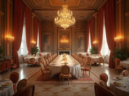 dining room,royal interior,ritzau,ballroom,ornate room,chateau margaux,breakfast room,wedding hall,ballrooms,orangerie,restaurante,danish room,meurice,paradores,victorian room,restaurant bern,exclusive banquet,board room,villa d'este,parador,Photography,General,Realistic