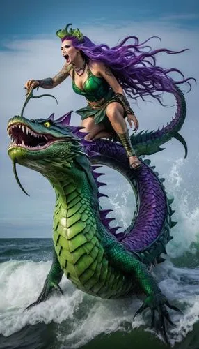 ammerman,kammerman,crocodile woman,dammerman,scylla,merman,Illustration,American Style,American Style 01