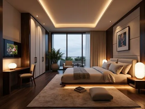 modern room,sleeping room,great room,3d rendering,penthouses,contemporary decor