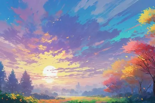 autumn landscape,autumn sky,autumn background,autumn scenery,landscape background,fall landscape,autumn morning,sky of autumn,one autumn afternoon,autumn day,blooming field,autumn sun,autumn,autumn light,autumn forest,light of autumn,the autumn,autumn idyll,springtime background,autumn mountains,Illustration,Japanese style,Japanese Style 03