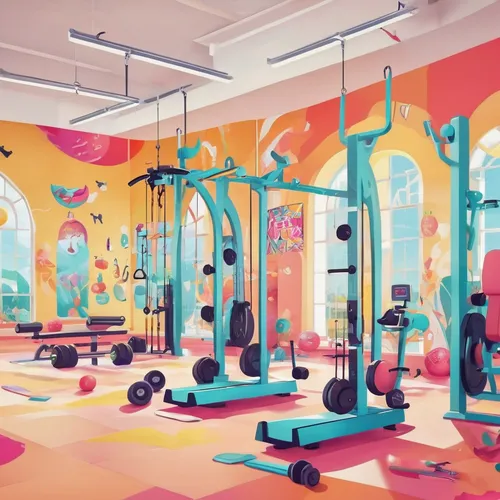 gymnastics room,fitness room,fitness center,leisure facility,sport aerobics,exercise equipment,gym,workout equipment,exercise machine,weightlifting machine,fitness coach,workout icons,panoramical,playground,kids room,physical fitness,playing room,bodypump,children's interior,work out,Illustration,Abstract Fantasy,Abstract Fantasy 13