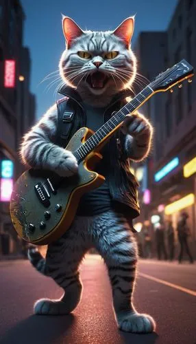 musical rodent,cartoon cat,banjo,banjo bolt,banjo player,alley cat,tom cat,street cat,jazz guitarist,guitar player,rocket raccoon,banjo guitar,banjo uke,stray cats,cat warrior,thundercat,rock band,bass banjo,musician,bandleader,Photography,Artistic Photography,Artistic Photography 11