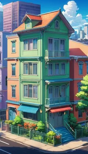 apartment house,an apartment,apartment building,apartment block,sky apartment,apartment complex,shared apartment,kotoko,aoyama,colorful facade,colorful city,apartment,ekonomou,ichigaya,shinbo,honolulu,apartments,mitoizumi,dreamhouse,zoku,Illustration,Japanese style,Japanese Style 03