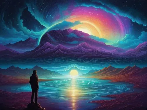 vast,beautiful wallpaper,dimensional,rainbow background,interdimensional,transcendent,auras,iridescent,rift,aura,space art,conchoidal,horizon,ascendent,parallax,astral traveler,opalescent,colorful background,vapor,samsung wallpaper,Illustration,Realistic Fantasy,Realistic Fantasy 25