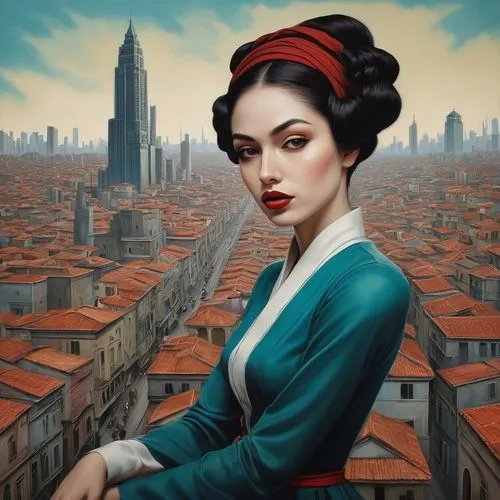 viveros,city ​​portrait,world digital painting,miniaturist,suyin,art deco woman,tosca,duchesse,contessa,geisha girl,whitmore,italian painter,principessa,cityscapes,retro woman,vintage woman,heatherley,transistor,condita,trafficante,Illustration,Realistic Fantasy,Realistic Fantasy 07