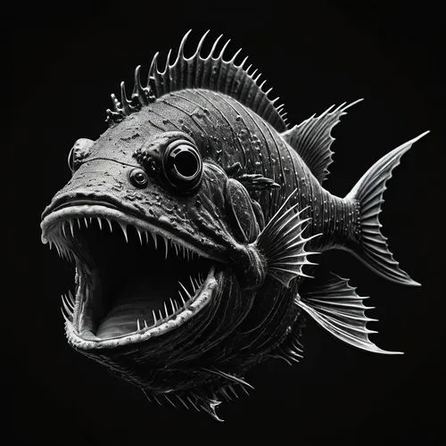 anglerfish,hatchetfish,rhino fish,piranha,frankenfish,carcharodon,rockfish,dragonfish,barracuda,tigerfish,thunnus,queenfish,monodon,fish skeleton,guardfish,devilfish,ulua,pescado,poisson,fishbone,Photography,General,Fantasy