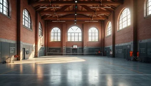 industrial hall,factory hall,empty hall,carreau,trainshed,locomotive roundhouse,gymnasiums,empty factory,freight depot,empty interior,turnhalle,facilties,realgymnasium,train depot,locomotive shed,ferrostaal,keersmaeker,hallen,station hall,warehouse,Photography,General,Realistic