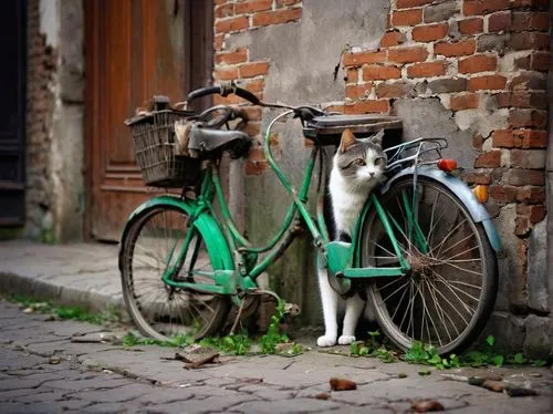 sad cat, standing alone, droopy ears, whiskers down, shimmering fur, bright green eyes, tears in eyes, messy grey and white fur, ripped collar, worn-out shoes, deserted street, dim lighting, old lante