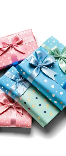 Gift wrapping paper, colorful polka dots, satin ribbon, bow tied, curled edges, rectangular shape, creased folds, glossy surface, soft focus, warm lighting, 3/4 composition, shallow depth of field, pa