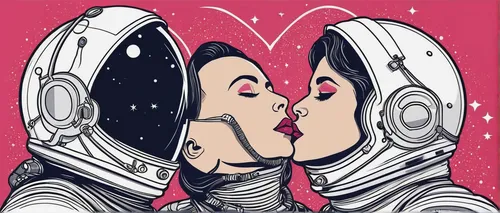 smooch,astronauts,kissing,cosmonaut,spacefill,kiss,spacesuit,astronaut,boy kisses girl,kisses,astronautics,cosmonautics day,making out,lost in space,first kiss,girl kiss,cheek kissing,spaceman,space suit,muah,Illustration,Black and White,Black and White 12