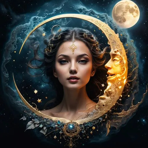 inanna,selene,moonchild,zodiac sign libra,moon and star background,fantasy portrait,moon phase,goldmoon,blue moon rose,fantasy art,hecate,lunar,fantasy picture,moonbeams,persephone,sorceress,moonflower,moonbeam,mystical portrait of a girl,lunae,Photography,General,Fantasy