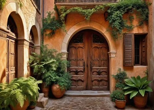 cortile,doorways,riad,toscane,trastevere,romanies,archways,courtyards,garden door,provencal,casbah,quirico,sicily window,pienza,old door,tuscany,medieval street,doorway,italy,wooden door,Illustration,Black and White,Black and White 06