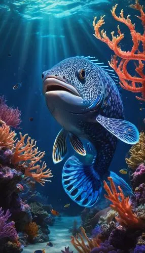 sea animal,marine animal,guardfish,blue fish,coelacanth,dolphin fish,marine fish,barracuda,marine reptile,underwater fish,beautiful fish,rhino fish,monodon,dori,blue stripe fish,cetacea,kermadec,nekton,sea life underwater,sea animals,Illustration,Abstract Fantasy,Abstract Fantasy 13