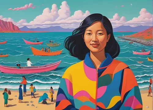 vietnamese woman,asian woman,shirakami-sanchi,khokhloma painting,choi kwang-do,han thom,japanese woman,mulan,indigenous painting,asian vision,molokai,mari makinami,la graciosa,people on beach,hon khoi,the people in the sea,jeju,asia,travel woman,danang,Conceptual Art,Daily,Daily 29