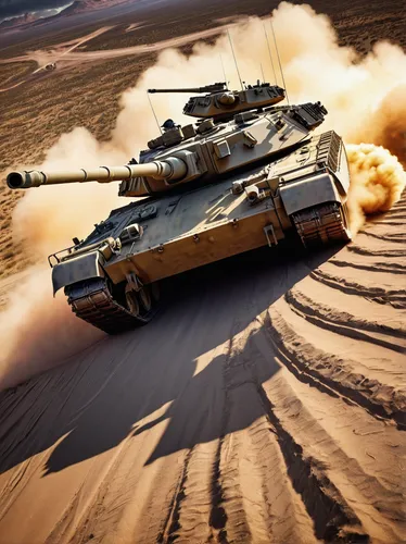 tank, T-72, M1 Abrams, head-to-head, confrontation, military, armored vehicles, turret, cannon, reactive armor, desert terrain, dust clouds, dynamic action, steel tracks, camouflage patterns, heavy ma