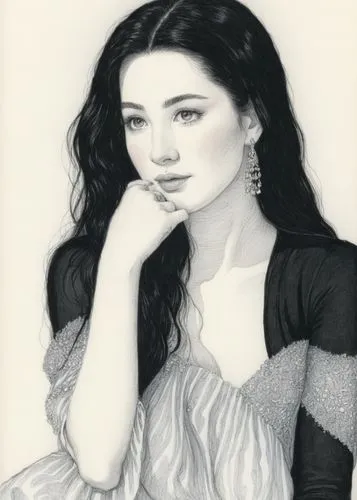 arwen,tamannaah,duchesse,pevensie,tamanna,pencil drawing,Illustration,Black and White,Black and White 13