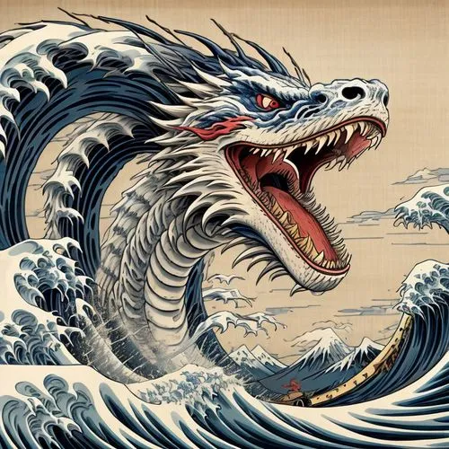 chinese dragon,dragon boat,chinese art,dragon of earth,dragonboat,japanese waves,dragon li,cool woodblock images,golden dragon,god of the sea,japanese wave,oriental painting,sea monsters,wyrm,barongsa