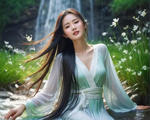 oriental longhair,ao dai,asian semi-longhair,vietnamese woman,oriental princess,girl in a long dress,hanbok,beautiful girl with flowers,asian woman,oriental girl,junshan yinzhen,chinese art,phuquy,korean culture,jasmine blossom,flower of water-lily,lotus blossom,vietnamese,rou jia mo,inner mongolian beauty,Conceptual Art,Fantasy,Fantasy 03