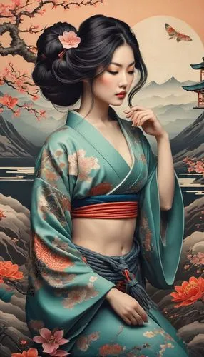 geisha girl,geisha,oriental painting,geiko,japanese art,maiko,Photography,General,Fantasy