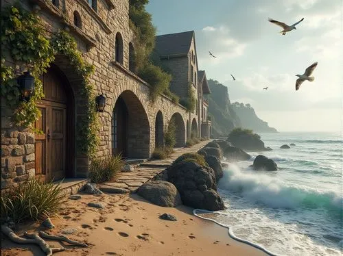 cryengine,coastline,cliffside,coastal landscape,cliffs ocean,beachfront,shorefront,seaside view,novigrad,coastal road,seawall,uncharted,oceanfront,seaside resort,sea landscape,fantasy landscape,beach landscape,dragonstone,seaside country,seafront,Photography,General,Realistic