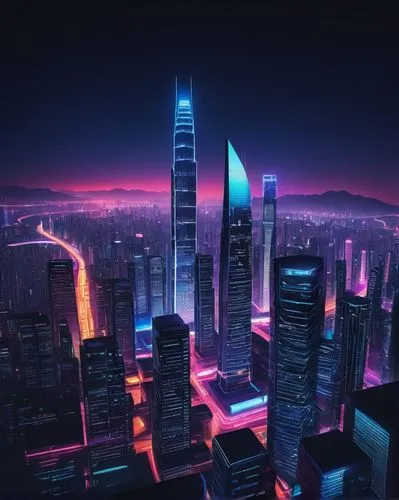 shanghai,chongqing,hong kong,taipei,city at night,nanjing,cityscape,kowloon,taipei city,tianjin,futuristic landscape,colorful city,cyberpunk,city lights,city skyline,wuhan''s virus,fantasy city,dalian,evening city,hk,Conceptual Art,Daily,Daily 10