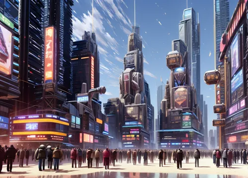 metropolis,cityscape,futuristic landscape,futuristic,shinjuku,dystopian,cyberpunk,cg artwork,fantasy city,sci fiction illustration,sky city,business district,the city,futuristic architecture,city at night,tokyo city,cities,valerian,skyscrapers,city trans