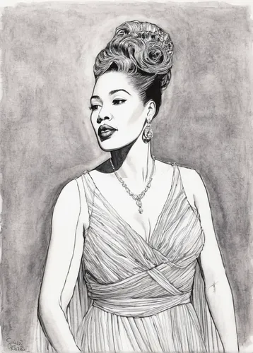 billie holiday,ella fitzgerald,sarah vaughan,ella fitzgerald - female,vintage drawing,fashion illustration,jazz singer,digital drawing,watercolor pin up,blues and jazz singer,madonna,pencil drawings,ester williams-hollywood,charcoal drawing,katherine hepburn,marilyn,vintage woman,pencil drawing,graphite,rockabilly style,Illustration,Black and White,Black and White 13