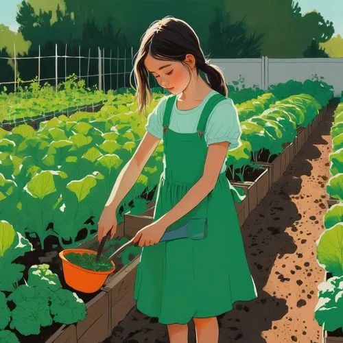 picking vegetables in early spring,vegetables landscape,vegetable field,washing vegetables,vegetable garden,verduras,Illustration,Paper based,Paper Based 19