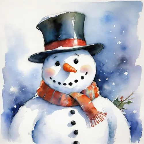 snowman,christmas snowman,snowmen,snow man,watercolor christmas background,snowman marshmallow,Illustration,Paper based,Paper Based 11