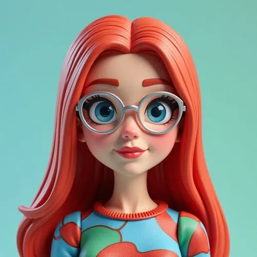 cute cartoon character,doll's facial features,redhead doll,arial,clarabelle,3d figure