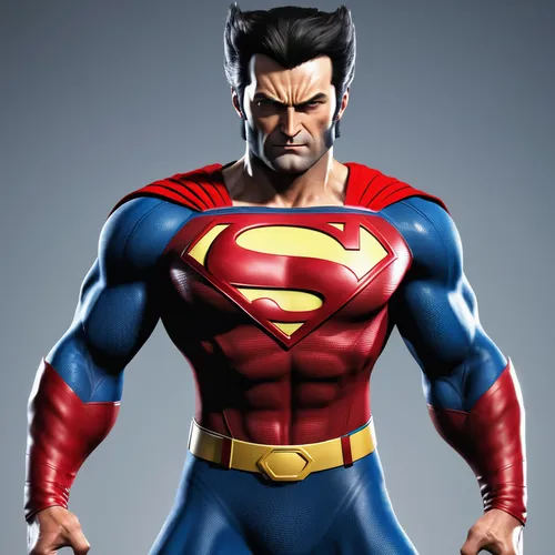 criar personagem 3D que faça uma mistura do Superman com o Wolverine,superman,actionfigure,super man,figure of justice,marvel figurine,collectible action figures,action figure,game figure,3d figure,su