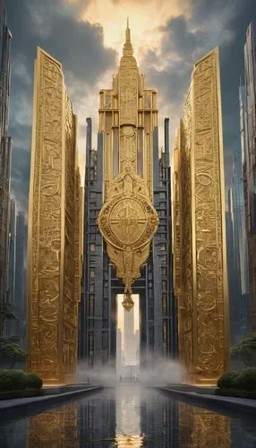 asgard,citadels,tirith,gold castle,theed,gallifrey,elseworlds,ordos,bajor,metropolis,golden scale,ennead,art deco background,goldtron,kingdoms,fantasy city,atlantis,kandor,goldar,gold wall,Illustration,Black and White,Black and White 25