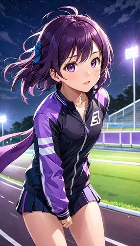 sports girl,track and field,track,cheering,sports game,sports uniform,keirin,running back,female runner,kayano,cheerleader,sports,hinata,playing sports,purple wallpaper,football player,himuto,nico,balancing on the football field,honmei choco,Anime,Anime,Realistic