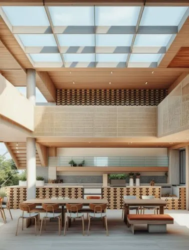 timber house,daylighting,archidaily,home of apple,wooden beams,wooden roof,wooden construction,school design,apple desk,dunes house,wood structure,wooden windows,folding roof,wooden facade,japanese architecture,breakfast room,californian white oak,modern office,kirrarchitecture,3d rendering,Photography,General,Realistic